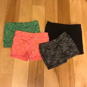 Set of 4 tumbling, dance, cheer, gymnastics shorts